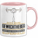 Gewichtheber Geschenk Tasse Ich Bin Gewichtheber Aber Sag Doch Einfach Superheld Lustige Geschenkdiee für Gewichtheber Kaffee-Becher Rosa Trendation