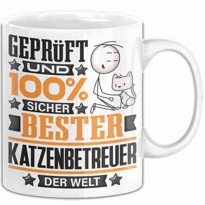 Katzenbetreuer Geschenk Lustiger Spruch für Katzenbetreuer Geschenkidee Bester Katzenbetreuer Der Welt Weiß Trendation
