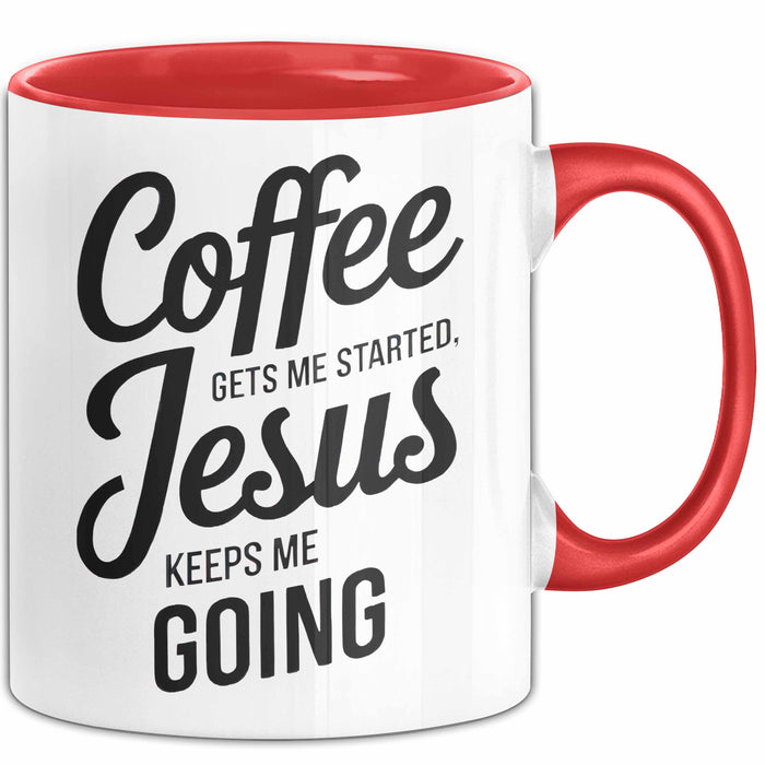 Jesus Christliche Geschenk Kaffee Jesus hält mich am Laufen Geschenkidee Lustig Rot Trendation