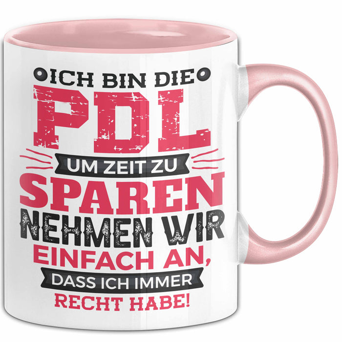 PDL Tasse Geschenk Lustiger Spruch Pflegeleitung Humorvolle Geschenkidee Rosa Trendation