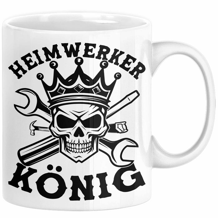 Heimwerker Geschenk Tassen Partner-Tassen Kaffee-Becher Heimwerker König Männer Weiß Trendation