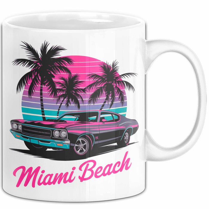 Miami Florida USA Tasse Geschenk Lustige Geschenkidee Spruch Strand Weiß Trendation