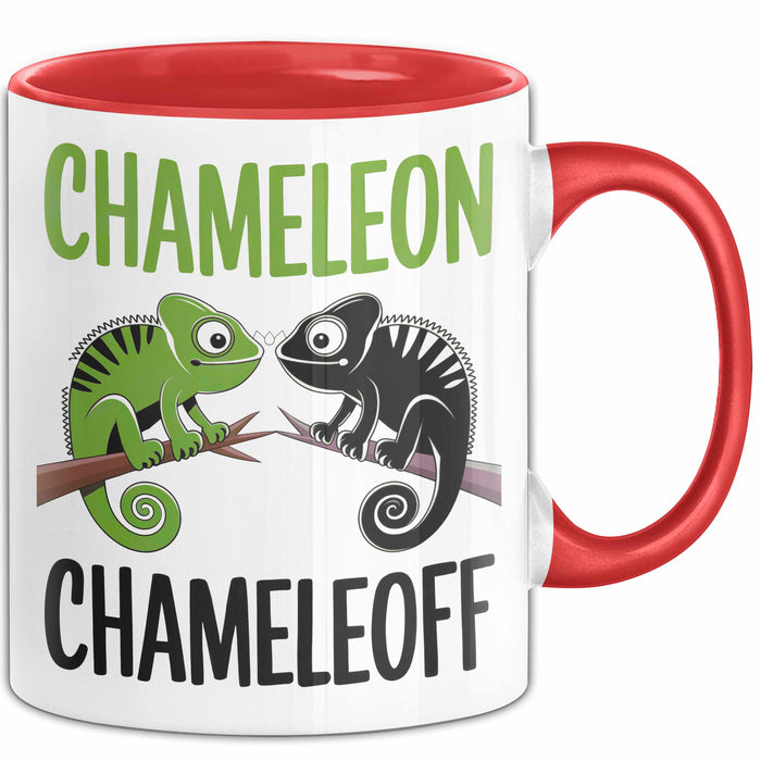 Chamäleon Tier Tasse Geschenk Chamäleon Chamäleoff Reptil Geschenkidee Lustig Rot Trendation