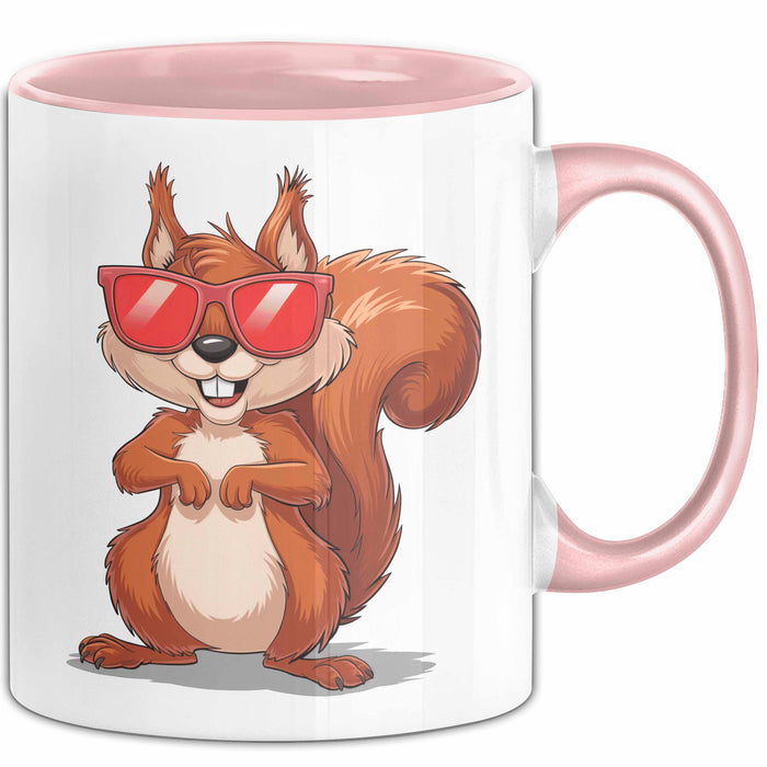 Eichhörnchen Tierliebhaber Sonnenbrille Tasse Geschenk Lustige Geschenkidee Spruch Rosa Trendation