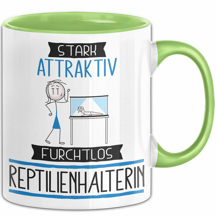 Reptilienhalterin Tasse Geschenk Becher Stark Attraktiv Furchtlos Reptilienhalterin Lustige Geschenkidee Grün Trendation