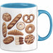 Arten Von Brot Tasse Geschenk Brotarten Baguette Croissant Bagel Kaffee-Becher Blau Trendation