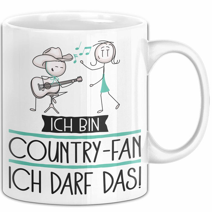 Geschenk für Country-Fan Tasse Lustige Geschenkidee Geburtstag Ich Bin Country-Fan Ich Darf Das Weiß Trendation