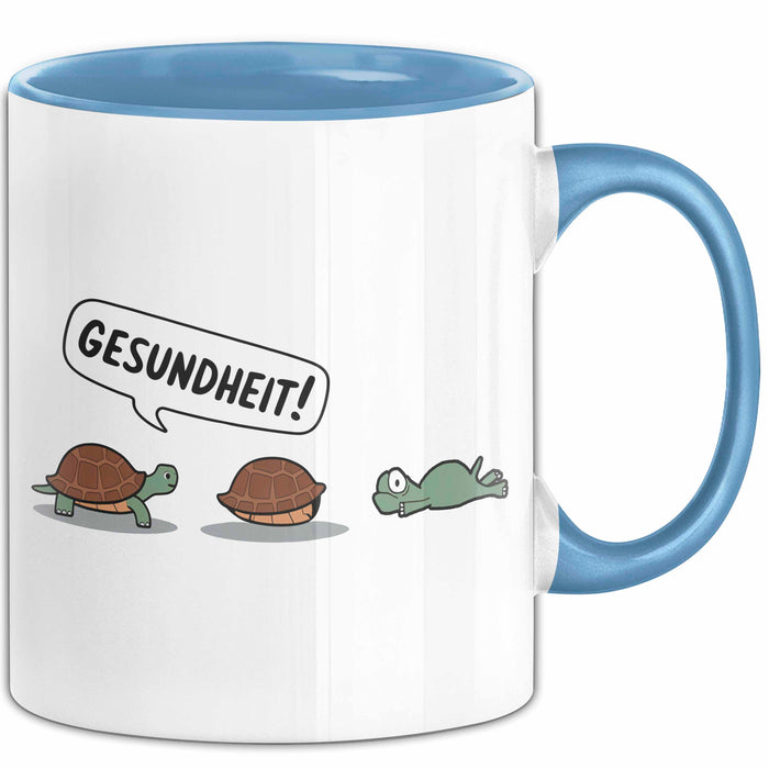 Schildkröte Tierliebhaber Tasse Geschenk Lustige Geschenkidee Spruch Gesundheit Blau Trendation