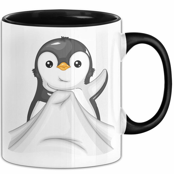 Lustige Tasse Geschenk Klein Pinguin Süßer Becher Spruch Schwarz Trendation