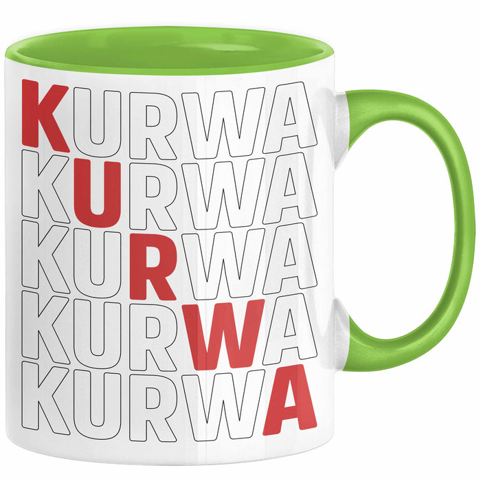 Kurwa Tasse Polen Polska Kaffee-Becher Grün Trendation