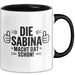 Sabina Tasse Geschenk Die Sabina Macht Dat Schon Geschenkidee Becher mit Name Schwarz Trendation