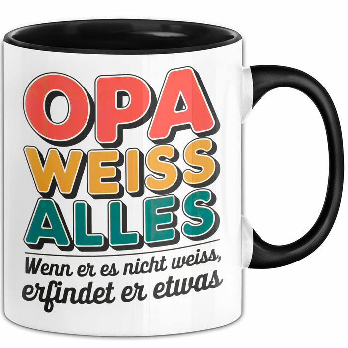 Opa Großvater Tasse Becher Geschenk Lustige Geschenkidee Spruch Opa Weiss Alles Trendation