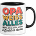 Opa Großvater Tasse Becher Geschenk Lustige Geschenkidee Spruch Opa Weiss Alles Trendation