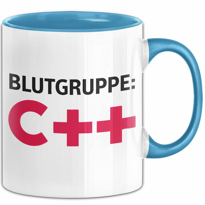 IT Programmierer Tasse Geschenk Blutgruppe C++ Spruch Blau Trendation