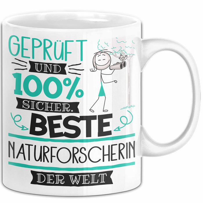 Beste Naturforscherin Der Welt Tasse Geschenk für Eine Naturforscherin Geprüft Und Sicher Geschenkidee Geburtstag Weihnachten Weiß Trendation