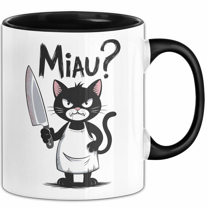 Sarkastische Katze Tasse Geschenk Lustige Geschenkidee Miau Schwarz Trendation