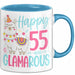 55er Geburtstag Tasse Geschenk Happy 55 And Glamarous Llama Alpaka Liebhaber Geschenkidee zum Geburtstag Blau Trendation