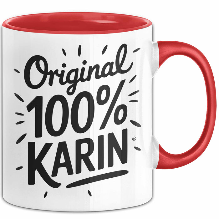 Karin Tasse Geschenk Original 100% Karin Geschenkidee Geburtstag Rot Trendation