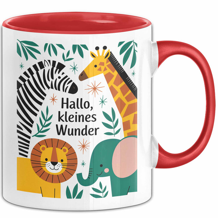 Baby Geburt Neue Eltern Tasse Geschenk Lustige Geschenkidee Spruch Kleines Wunder Rot Trendation