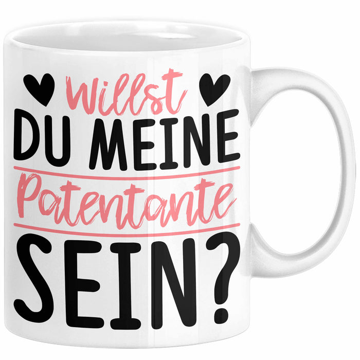 Willst du Meine Patentante Sein Verkündung Tasse Geschenkidee Spruch Beste Patentante Kaffee-Becher Weiß Trendation