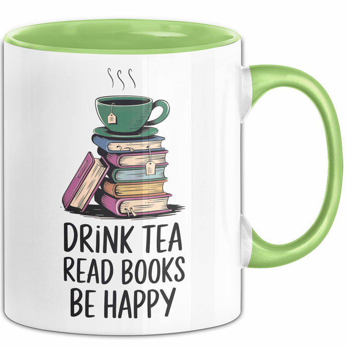 Buchleser Bücher Lesen Tasse Geschenk Lustige Geschenkidee Spruch Tee Trinken Bücher Lesen Grün Trendation