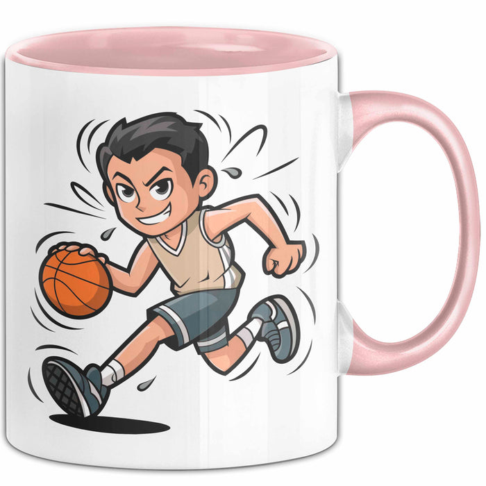 Basketballspieler Tasse Geschenkidee für Basketball Fans Rosa Trendation