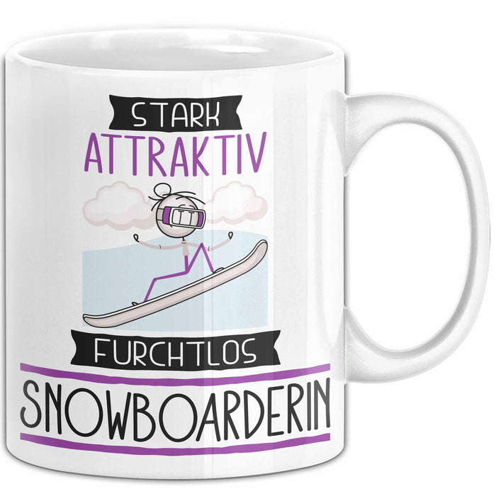 Snowboarderin Tasse Geschenk Becher Stark Attraktiv Furchtlos Snowboarderin Lustige Geschenkidee Weiß Trendation
