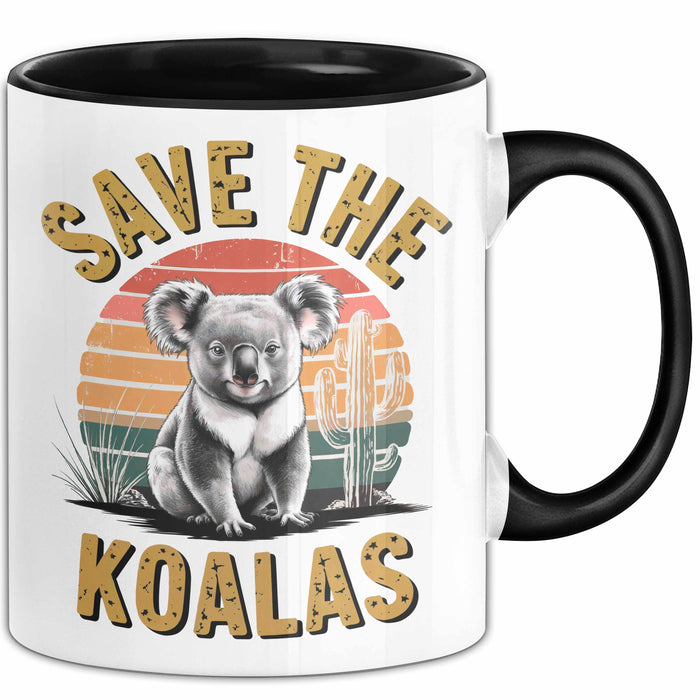 Koala Tierliebhaber Tasse Geschenk Lustige Geschenkidee Spruch Rettet Die Koalas Schwarz Trendation
