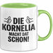 Kornelia Tasse Geschenk Die Kornelia Macht Dat Schon Geschenkidee Becher mit Name Grün Trendation