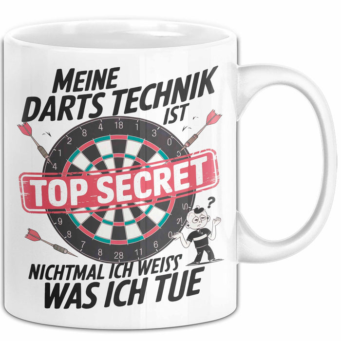 Dartspieler Tasse Geschenkidee Darts Technik Ist Geheim Weiß Trendation