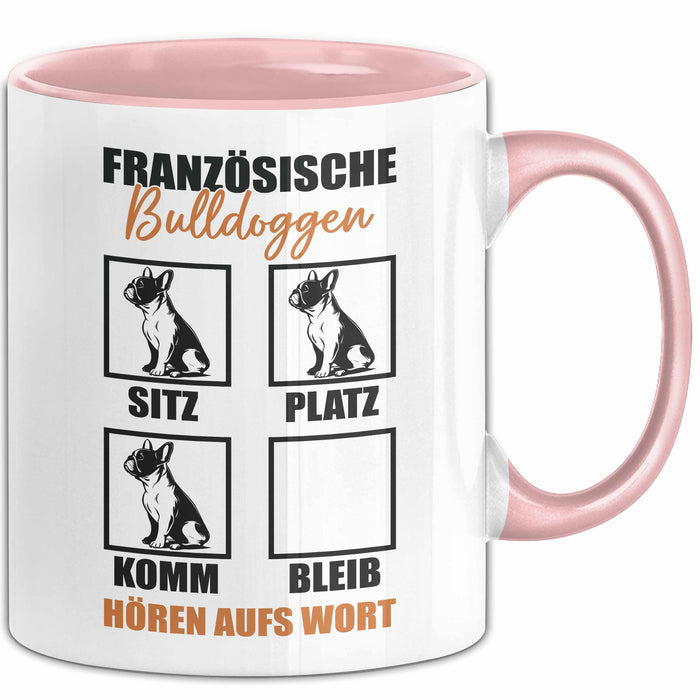 Bulldoggen Hören Aufs Wort Tasse Geschenk Bulldoggen Besitzer Mama Becher Rosa Trendation
