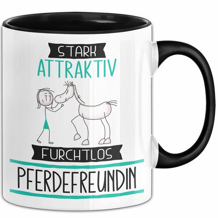Pferdefreundin Tasse Geschenk Becher Stark Attraktiv Furchtlos Pferdefreundin Lustige Geschenkidee Trendation