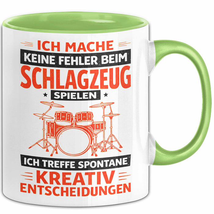 Schlagzeugspieler Schlagzeuger Schlagzeug Tasse Geschenk Lustige Geschenkidee Spruch Ich Mache Keine Fehler Beim Schlagzeug Spielen Grün Trendation