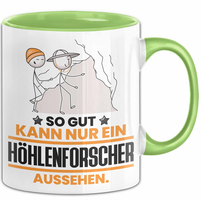 Höhlenforscher Geschenk Tasse So Gut Kann Nur Ein Höhlenforscher Aussehen Geschenkidee Kaffee-Becher Grün Trendation