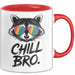 Waschbär Tierliebhaber Tasse Geschenk Lustige Geschenkidee Spruch Entspann Dich Bruder Rot Trendation
