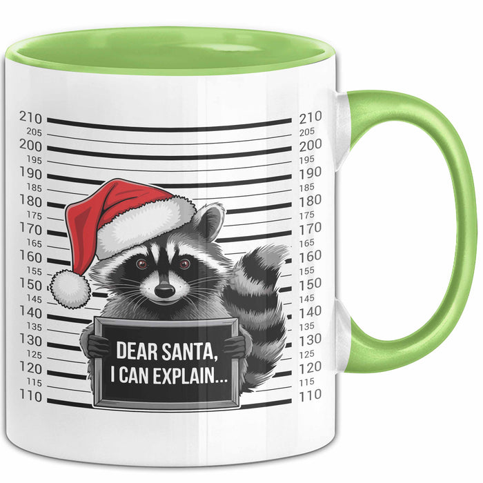 Waschbär Tasse Geschenk Dear Santa I Can Explain Geschenkidee Weihnachten Xmas Becher Grün Trendation