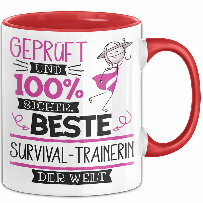 Survival-Trainerin Geschenk Becher Tasse Gott Schuf Alle Menschen Gleich Nur Die Besten Durfeten Survival-Trainerin Werden Geschenkidee Lustig Rot Trendation