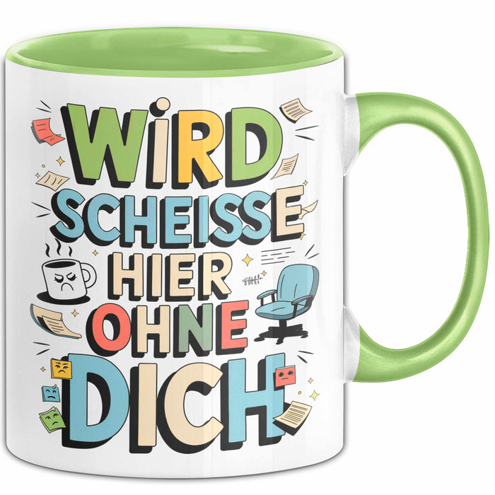 Bürokollege Tasse Geschenkidee Es Wird Hier Richtig Kacke Grün Trendation