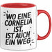 Cornelia Tasse Geschenk Wo Eine Cornelia Ist Ist Auch Ein Weg Geschenkidee Becher mit Name Rot Trendation
