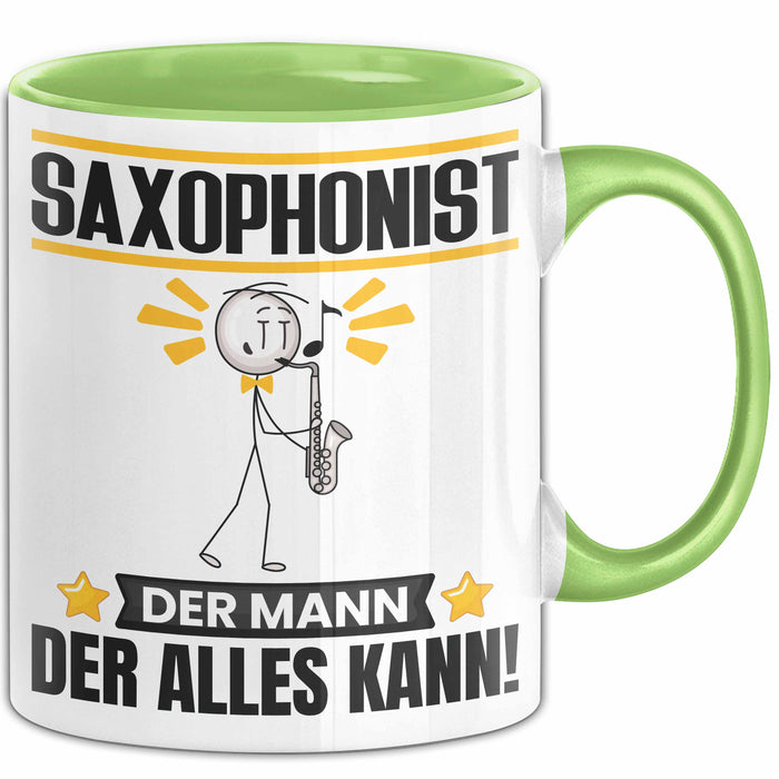 Saxophonist Tasse Geschenk für Saxophonist Der Mann Der Alles Kann Geschenkidee zum Geburtstag Grün Trendation