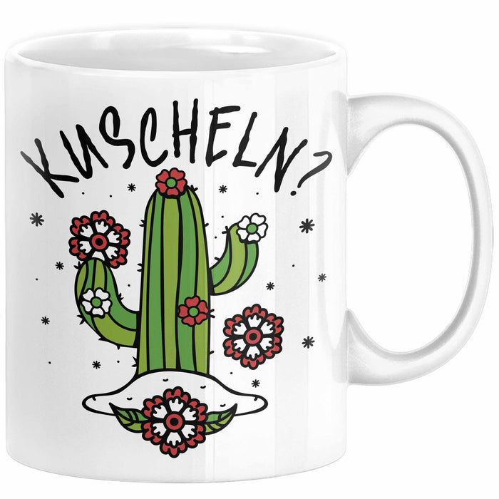 Kaktus Tasse Geschenk Kuscheln Sarkasmus Humor Geschenkidee Kaffee-Becher Kaktus-Liebhaber Frauen Weiß Trendation