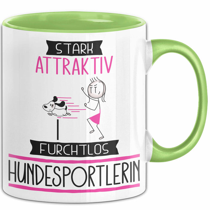 Hundesportlerin Tasse Geschenk Becher Stark Attraktiv Furchtlos Hundesportlerin Lustige Geschenkidee Grün Trendation