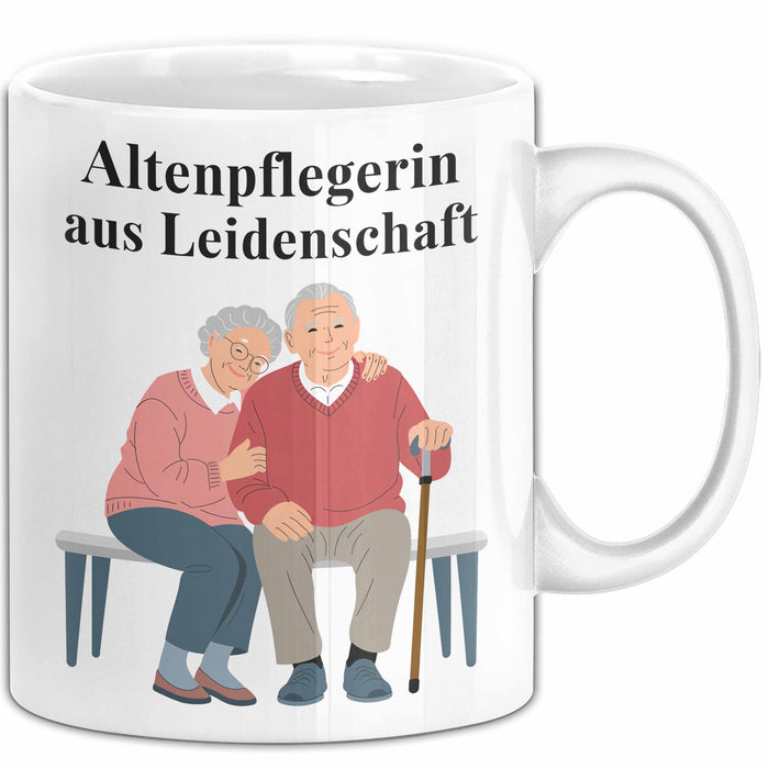 Krankenschwester Pflege Betreuung Tasse Geschenk Lustige Geschenkidee Spruch Altenpflegerin Aus Leidenschaft Weiß Trendation