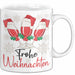 Weihnachten Weinglas Tasse Geschenk Weihnachtliche Grafik Weinliebhaber Frohe Weihnachten Kaffee-Becher Weiß Trendation