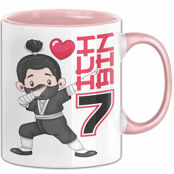 Kinder Tasse Geschenk Ich Bin 7 Ninja Herz Spruch Lustiger Becher Rosa Trendation