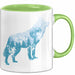 Wolf Tasse Geschenk Silhouette Landschaft Mond Geschenkidee Grün Trendation