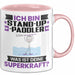 Stand-Up-Paddler Tasse Geschenk für Stand-Up-Paddler Geburtstag Lustiger Spruch Kaffee-Becher Was Ist Deine Superkraft Rosa Trendation