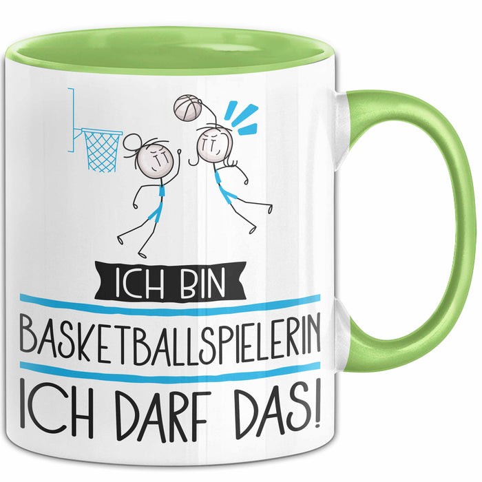 Geschenk für Basketballspielerin Tasse Lustige Geschenkidee Geburtstag Ich Bin Basketballspielerin Ich Darf Das Grün Trendation