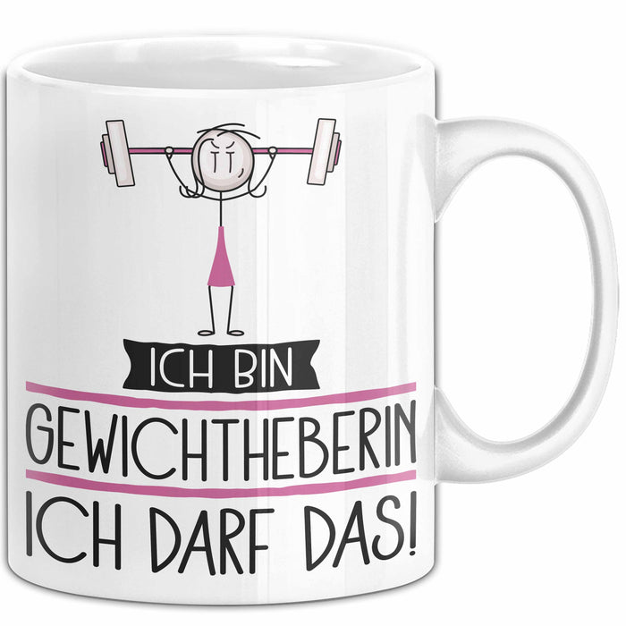 Geschenk für Gewichtheberin Tasse Lustige Geschenkidee Geburtstag Ich Bin Gewichtheberin Ich Darf Das Weiß Trendation