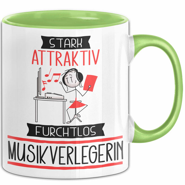 Musikverlegerin Tasse Geschenk Becher Stark Attraktiv Furchtlos Musikverlegerin Lustige Geschenkidee Grün Trendation
